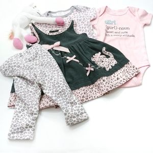 Gymboree 4 Piece 3-6 Months Bundle Leopard Print